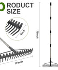 Heavy Duty Bow Rake 79 Inch Garden Rake With Wide 17 Tine Head And Stainless Steel Handle, Adjustable Rake Product Size Chart