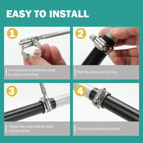 90 Pack 6 Sizes Stainless Steel Hose Clamps Kit 304 Grade Heavy Duty Worm Gear Clamps For 1/4 To 1-1/4 Inch installation guide