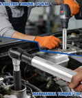 Pro Grade Half Inch Offset Extension Wrench for impact tools shown in engine, highlighting torque capabilities.