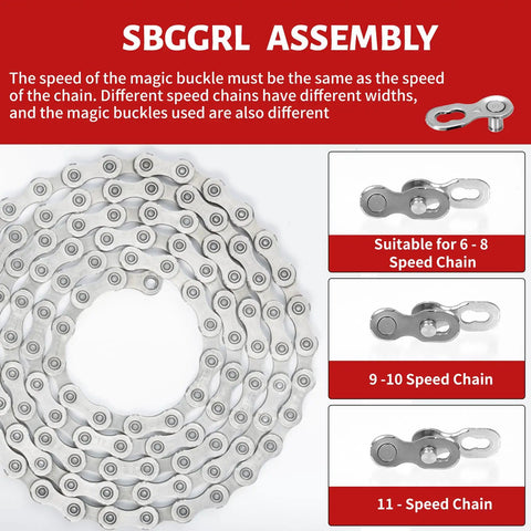 Bike Chain Tool Repair Kit With Link Pliers And Checker, Includes 4 Pairs Missing Links For 6 To 11 Speed Chains display