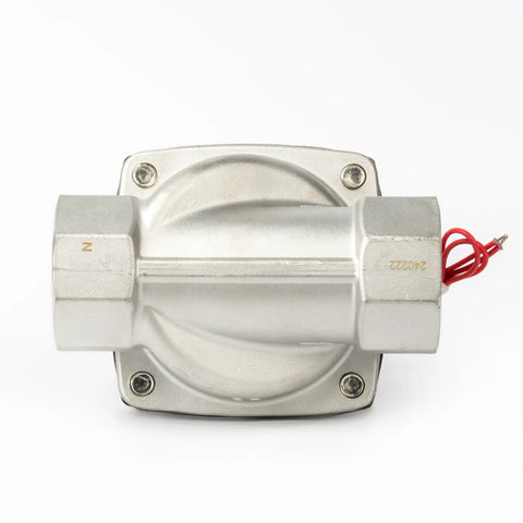 Top view of 2 Inch Stainless Steel Solenoid Valve 110V AC Workhorse Normally Closed Electric Valve With Viton Seal for industrial use
