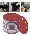 Super Smooth Results With 200 Pcs Of 5 Inch Sanding Discs Featuring Hook Loop Backing And Dust Vent Holes For Orbital Sanders In 40 To 180 Grit Sizes Ready For Any DIY Project Today stacked sanding discs with dust holes and orbital sanders in use