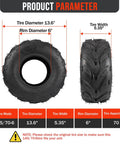 Front and side view of Size 145 70 6 Mini Bike Tubeless Tires Replacement For ATVs Go Karts Lawn Mowers And Golf Carts Wide Compatibility