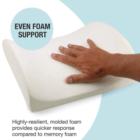 Premium Lumbar Support Pillow For Chair With Ergonomic Contoured Foam Insert Designed To Ease Lower Back Pain And Improve Posture, showing molded foam.
