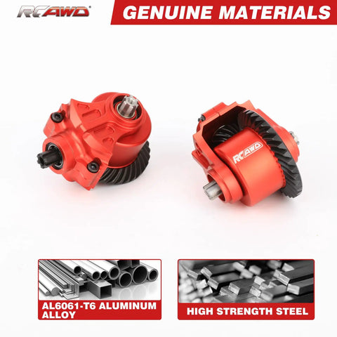RC gear parts showing aluminum alloy and high strength steel for ARRMA 1/10 3S, compatible with Granite, Big Rock, Senton.