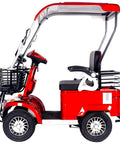 Heavy Duty Electric Golf Cart Passenger Cruiser Features Massive Storage Trunk And Slick 800W Motor Pushing 18MPH side view with storage basket.