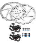 Mountain Bike Mechanical Disc Brake Set Featuring Front And Rear 160Mm Rotors Crafted From Heat Resistant Alloy Steel To Deliver Baller Stopping Power That Lets You Shred Any Singletrack Route Daily with calipers and screws included.