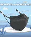 Kids KN95 Face Mask Pack Of 50, 5 Layer Breathable Masks For Kids, Adjustable Ear Loops With Silicone Buckles, Anti Slip Anti Fall Fit Gray.