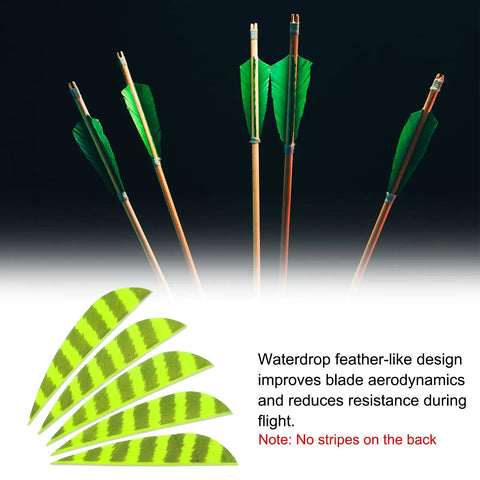 Shield Cut Arrow Vanes 20 Pack 3 Inch Turkey Feather Fletch Right Wing Fletching For DIY Target Shooting Fluorescent Yellow