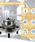 Front Wheel Hub and Bearing Assembly Pair for 2002 2008 Ram 1500 2WD ABS Direct Replacement OEM Quality on display with benefits