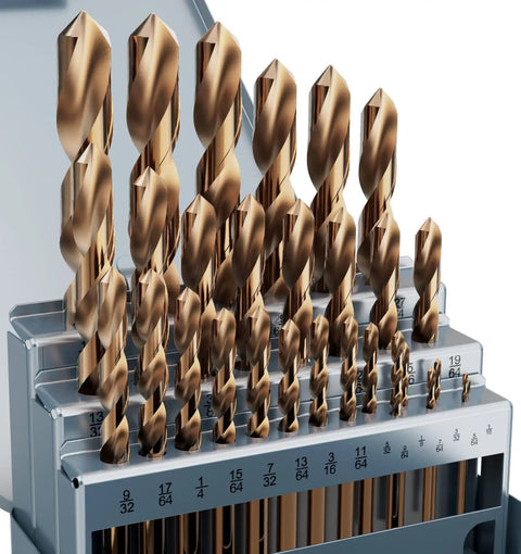 Pro Grade Cobalt Drill Bit Set 29 Pcs M35 High Speed Steel Bits For Hardened Metals Stainless Steel Cast Iron And Wood Plastic