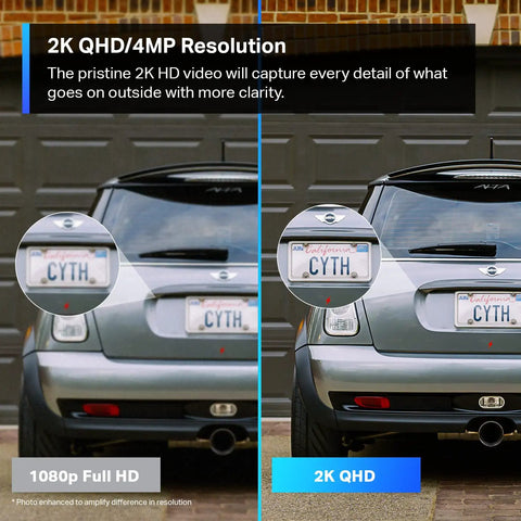 Comparison of 1080p Full HD versus 2K QHD video clarity in ColorPro 2K QHD Outdoor Camera with Daylight Clarity at Night
