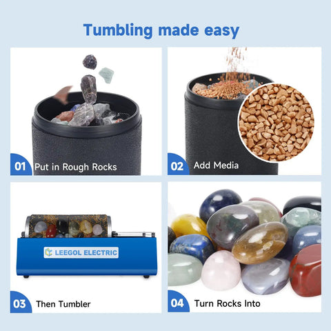 Step-by-step guide using Electric Rock Tumbler With Dual Drum, 6Lb Capacity Lapidary Polisher Built For Rockhounds And Gem Hobbyists, 120V 60Hz