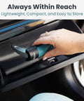 Hand placing Car Door Handle For Elderly 2 Pack With Anti Slip Grip And Steel Hook inside car storage compartment.