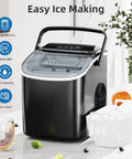 Portable Countertop Ice Maker With Carry Handle For Home Office And Parties, Produces About 26 Lbs Of Ice Per Day, Black