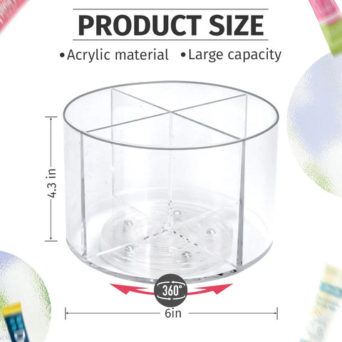4 Compartment Drink Packet Organizer With 360 Degree Turntable Rotating Lazy Susan for powdered drink mixes, 4.3 inch tall