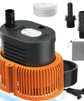 Above Ground Pool Cover Pump Submersible Sump Water Removal Tool With Drain Hose And 25-Foot Power Cord, 850 GPH Flow Rate, IPX8 Waterproof ABS Shell, 110V 60Hz, Includes 3 Adapters For Quick Setup And Easy Cleanup.