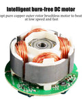 Close-up view of Inline Duct Fan 2 Inch 50mm Kit with adjustable speed motor, showing copper wiring and circuit board components.
