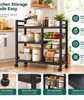 Portable Storage Rack With 4 Tier Shelving And 3 Side Wire Baskets A Real Deal Heavy Duty Cart That Delivers Big Time For Hassle Free Garage Pantry Organization Setups featuring a sturdy metal frame and smooth rolling wheels.