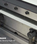 Close-up of 8 Inch 3 In 1 Metal Brake Shear Roll Machine for 20 Gauge Steel with 90 Degree bending brake component