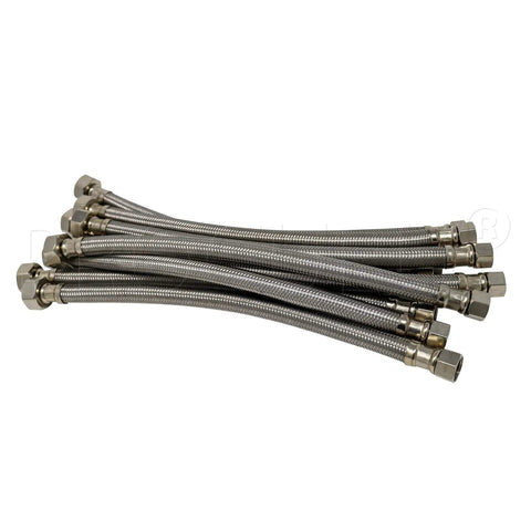 10 Pack 16 Inch Stainless Steel Braided Faucet Hose Connectors Set Must Have 3 Eighths Inch Compression To One Half Inch FIP Lead Free Safe