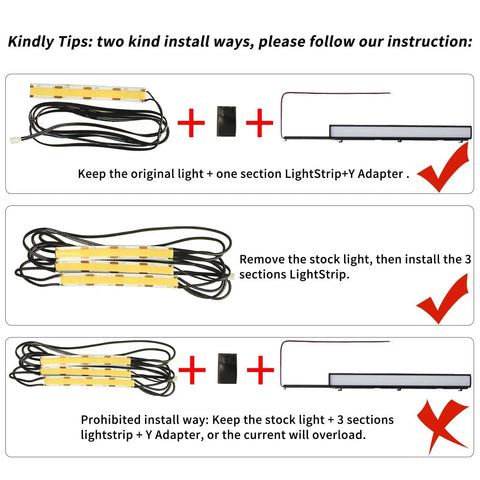 LED Upgrade Kit For 3D Printers 5V 12W COB Strip Light With Y Adapter installation instruction diagram.