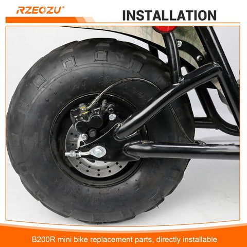 Mini Bike Rear Hydraulic Disc Brake Kit With Seven Eighths Inch Left Master Cylinder And Sixty Seven Inch Hose Fits Coleman RT200 RB200 B200R B200V B200C B200 Mega Moto B212 200cc Minibikes Upgrade Your Braking Performance installed on mini bike wheel