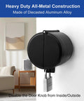 MOSECYOU door knob locking cover with padlock; heavy-duty all-metal black device installed on a door knob