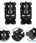 Heavy Duty Stainless Steel Barn Hinges For Vinyl Fence Gates Two Pack with black coated hinge assembly and rolling mechanism.