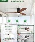 Top Notch 52 Inch Wood Ceiling Fan With Dimmable LED Lights And Wireless Remote Low Profile Build for flat ceiling installation.