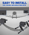 Installation diagram for Trailer Leaf Spring Hanger Kit For One And Three Quarters Inch Springs, Single Axle, 2000 to 7000 lbs