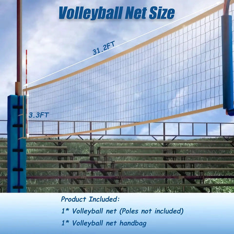 Heavy Duty Outdoor Volleyball Net For Backyard Showdown 32 Ft Long By 3 Ft High With Reinforced Side Tapes Durable Weather Resistant