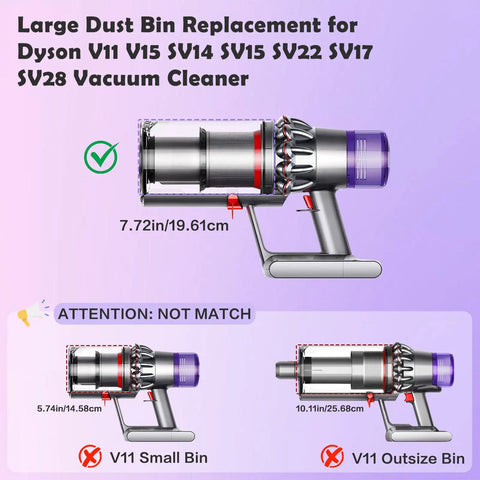 Dust Bin Replacement For V11 Origin V15 Detect V15S SV14 SV15 SV22 Vacuum Cleaners Must Have Easy Click In Canister Replacement
