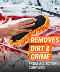Hand using a foam applicator from 2-In-1 Foam Cannon Kit For Car Cleaning With Power Washer Or Garden Hose Connection Includes Foam Cannon, Foam Applicator, And Ergonomic Adaptor Perfect For DIY Detailing And Father's Day Gift.