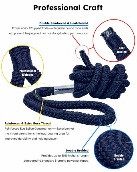 Rugged Four Pack Boat Fender Dock Lines Three Eighths Inch By Six Foot Nylon Double Braided With Adjustable Anti Chafe Sleeve