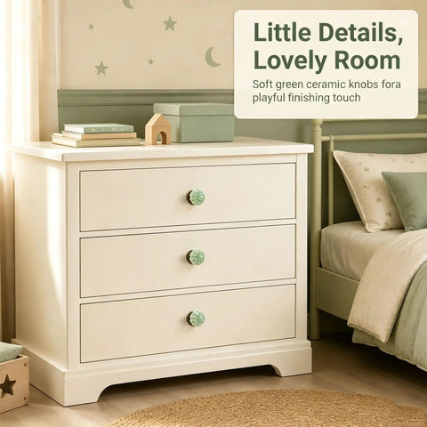 Fresh Vintage Light Green Ceramic Pumpkin Drawer Knobs And Cabinet Pulls With No Mess Installation For A Fast Furniture Glow Up That Brings Sweet Cozy Vibes To Your Kitchen And Pantry on a dresser.