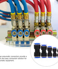 Super Cool 50pc Quick Connect Air Hose Fittings Kit For Pneumatic Tools Push To Plug Pvc Tubing Adapters 4mm To 12mm Outer Diameter Portable Repair Gear, brass push-fit connectors with blue and red hose ends