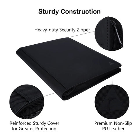 16 Pocket Top Loader Binder That Holds 704 Top Loaders with side loading album, padded covers, water resistant non slip exterior