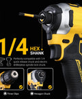 Impact driver featuring 1/4 hex shank compatible with Impact Torx Bit Set 31 Pieces For Security Torx T5 Through TT40, S2 Steel.