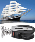 Nylon Swivel Sheave Block Head Pulley For Sailboats, Marine Grade 316 Stainless Steel, Plain Bearing, 20mm Wheel, in front of ship