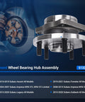 Front Wheel Hub And Bearing Assembly With ABS For Outback Forester Impreza Legacy Ascent 5 Lug Replacement Built For A Smooth Ride And Easy Install Today, showing side view and fitment details.