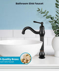 Single Handle Vessel Sink Faucet 360 Degree Swivel One Hole Farmhouse Lavatory Vanity Mixer Tap With Pop Up Drain Oil Rubbed Bronze on counter