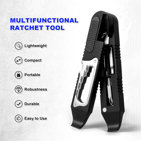 All In One 14 In 1 Bike Multitool With Tire Levers shown upright, highlighting its compact design and multiple functions for MTB and road bicycles.