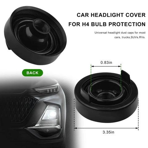 Headlight Dust Caps 2 Pack Waterproof Sealing Covers For H4 LED Headlights next to car headlight