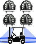 Upgraded Blue Curved Halo LED Forklift Lights 40W DC 10V To 110V Rear Safety Arc Light set showing rear arc effect