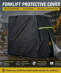 Top Picks Heavy Duty 420d Oxford Forklift Storage Cover For Toyota 80V Electric 9FBM80T showcasing weatherproof protection.