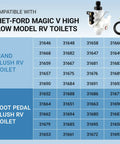 RV Toilet Valve Kit Replacement Fits Thetford Aqua Magic V High And Low Models Freeze Resistant And Leak Resistant Replaces 31705 31688 31687 31653 Durable RV Toilet Parts For Camper And Motorhome. Compatible valve kit with seal and screw for RV toilets