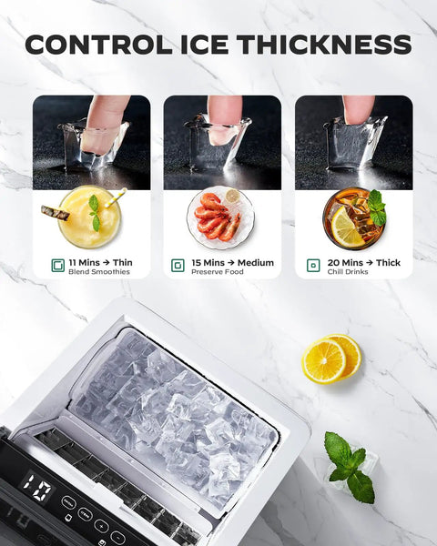 Countertop Ice Maker That Cranks Out 44 Lbs A Day With Dual Water Inlets, Crystal Clear Ice Cubes, Auto Self Cleaning