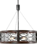 20 Inch Drum Farmhouse Chandelier With Wood And Black Iron Finish Dope Rustic Modern Pendant Light for home in vintage bronze