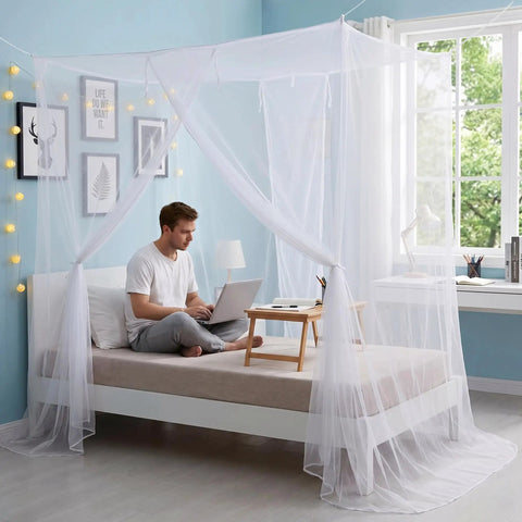 Ultra Fine Bed Mosquito Net For Single To Queen Size Beds With One Side Opening Breathable Mesh Insect Barrier for Bedroom